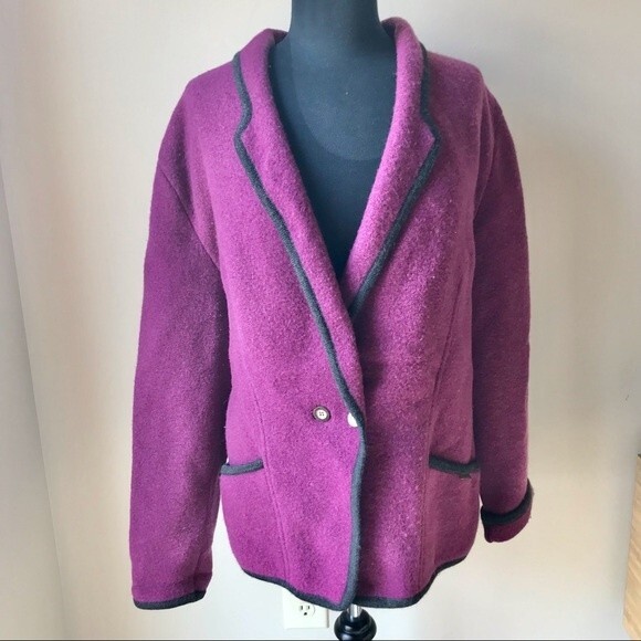 Boiled Wool Coat Magenta Pink Purple GEIGER of Austria Blazer Coat Jacket - Picture 2 of 7